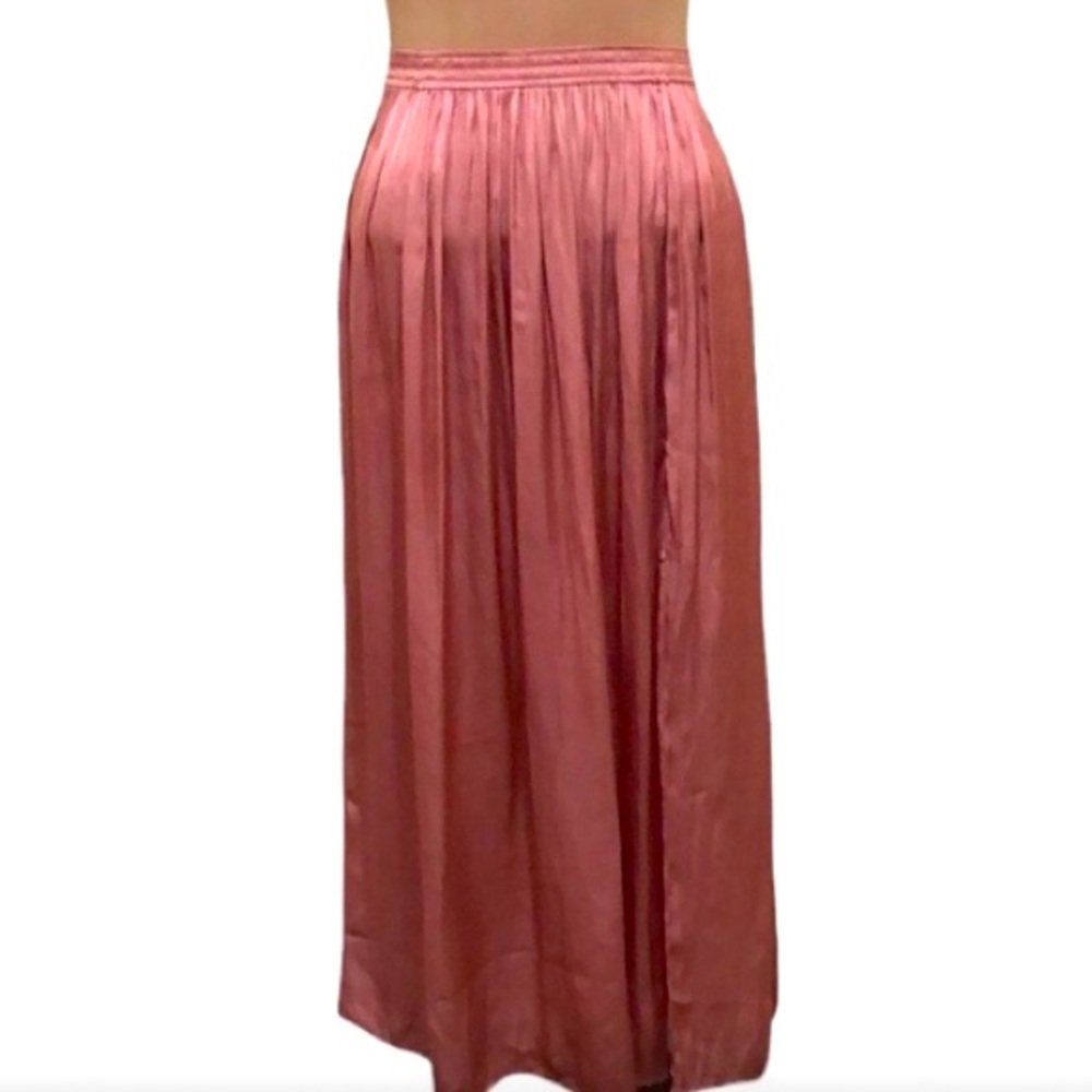 J Crew Side-slit Featherweight Satin Maxi Skirt Size 4 Rose’ Pink/Peach Hues